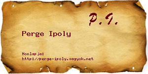 Perge Ipoly névjegykártya